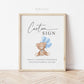 Custom Editable Sign Teddy Bear with Blue Balloons, Boy Baby Shower, Couples Shower, BabySprinkle, We Can Bearly Wait, Template Download