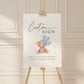 Custom Editable Sign Teddy Bear with Blue Balloons, Boy Baby Shower, Couples Shower, BabySprinkle, We Can Bearly Wait, Template Download