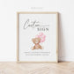 Custom Editable Sign Teddy Bear with Pink Bow and Balloons, Girl Baby Shower Sprinkle, We Can Bearly Wait, Template Download TEMPLETT