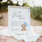 Pacifier Hunt Baby Shower Game Sign, Teddy Bear with Blue Balloons, Boy Baby Shower, Baby Sprinkle, We Can Bearly Wait, Template Download