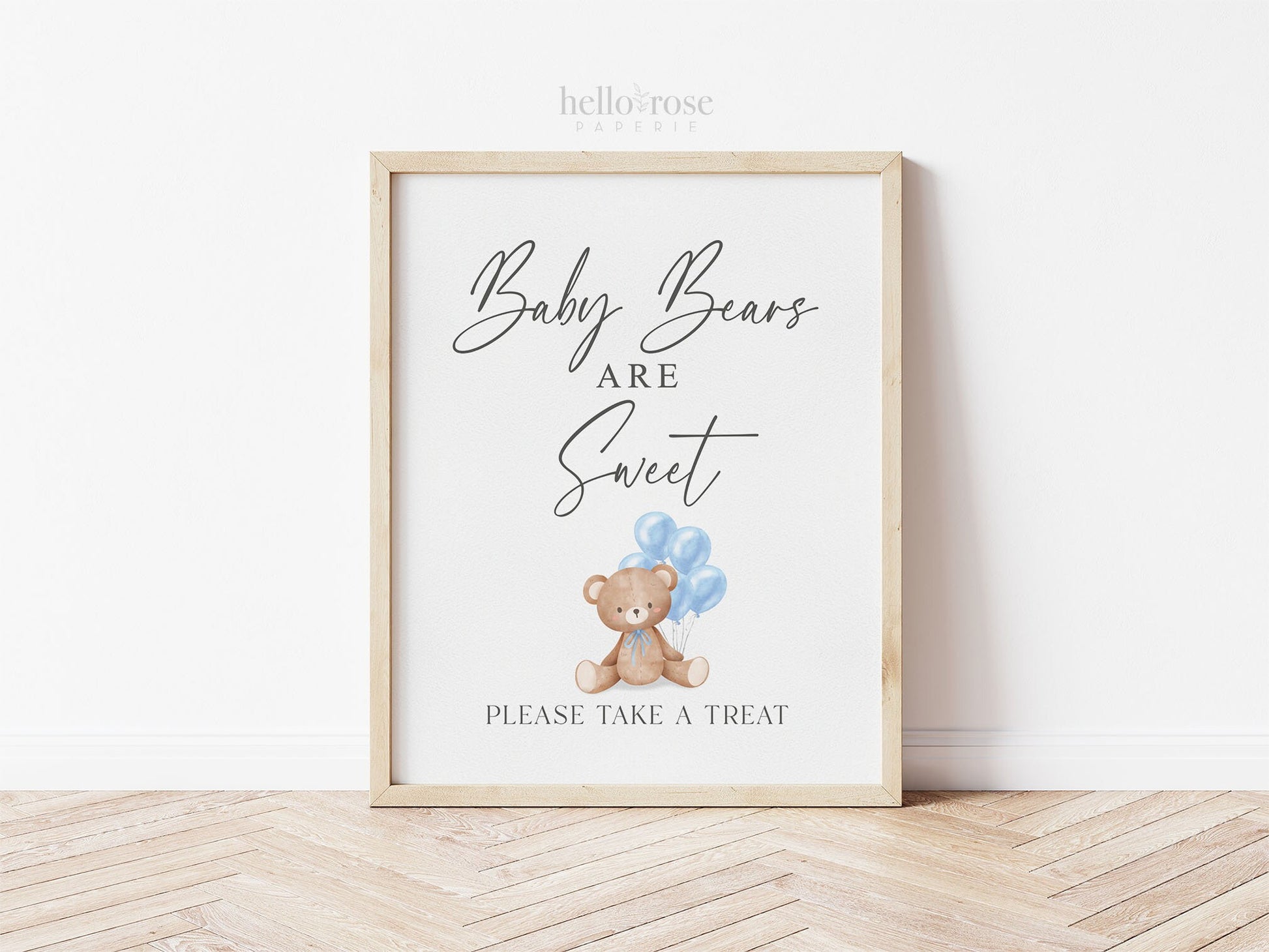 Babies Are Sweet Please Take a Treat Baby Shower Favors Sign, Bear with Blue Balloons, Boy Baby Shower, Baby Sprinkle, Template Download