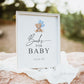 Books for Baby Printable Sign and Cards, Teddy Bear with Blue Balloons, Boy Baby Shower, Couples Shower, Can Bearly Wait, Template Download