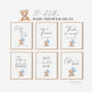 Bear Bundle of 20+ Baby Shower Signs . Teddy with Blue Balloons, Boy Baby Shower, We Can Bearly Wait, Editable Template Download Templett