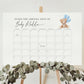 Bear Guess the Arrival Calendar Game, Guess the Birth Due Date, Bear with Blue Balloons, Boy Baby Shower, Bearly, Template Download TEMPLETT