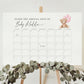 Bear Guess the Arrival Calendar Game, Guess the Birth Due Date, Bear with Pink Balloons, Girl Baby Shower, Template Download TEMPLETT