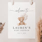 Editable Welcome Sign Teddy Bear with Bow and White Balloons, Girl Boy Neutral Baby Shower Sprinkle, We Can Bearly Wait, Template Download