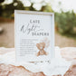 Late Night Diapers Baby Shower Game Sign, Teddy Bear White Balloons, Girl Boy Baby Shower, We Can Bearly Wait, Template Download TEMPLETT