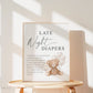 Late Night Diapers Baby Shower Game Sign, Teddy Bear White Balloons, Girl Boy Baby Shower, We Can Bearly Wait, Template Download TEMPLETT