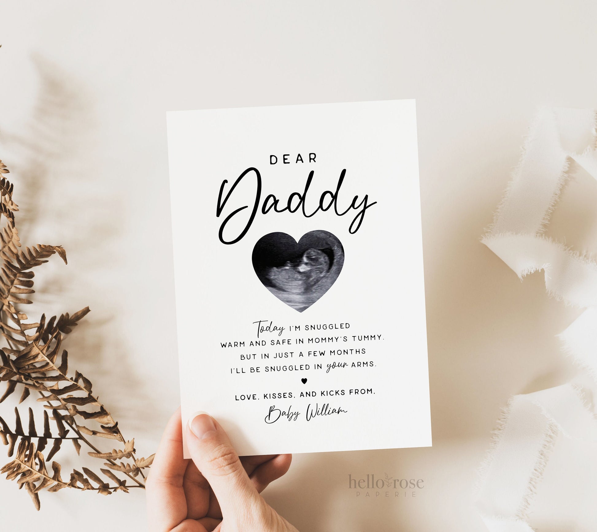 Dear Daddy Gift for First Time Dad, Sonogram Ultrasound Gift from Kids, Fathers Day Pregnancy Announcement . Minimalist PRINTABLE DOWNLOAD