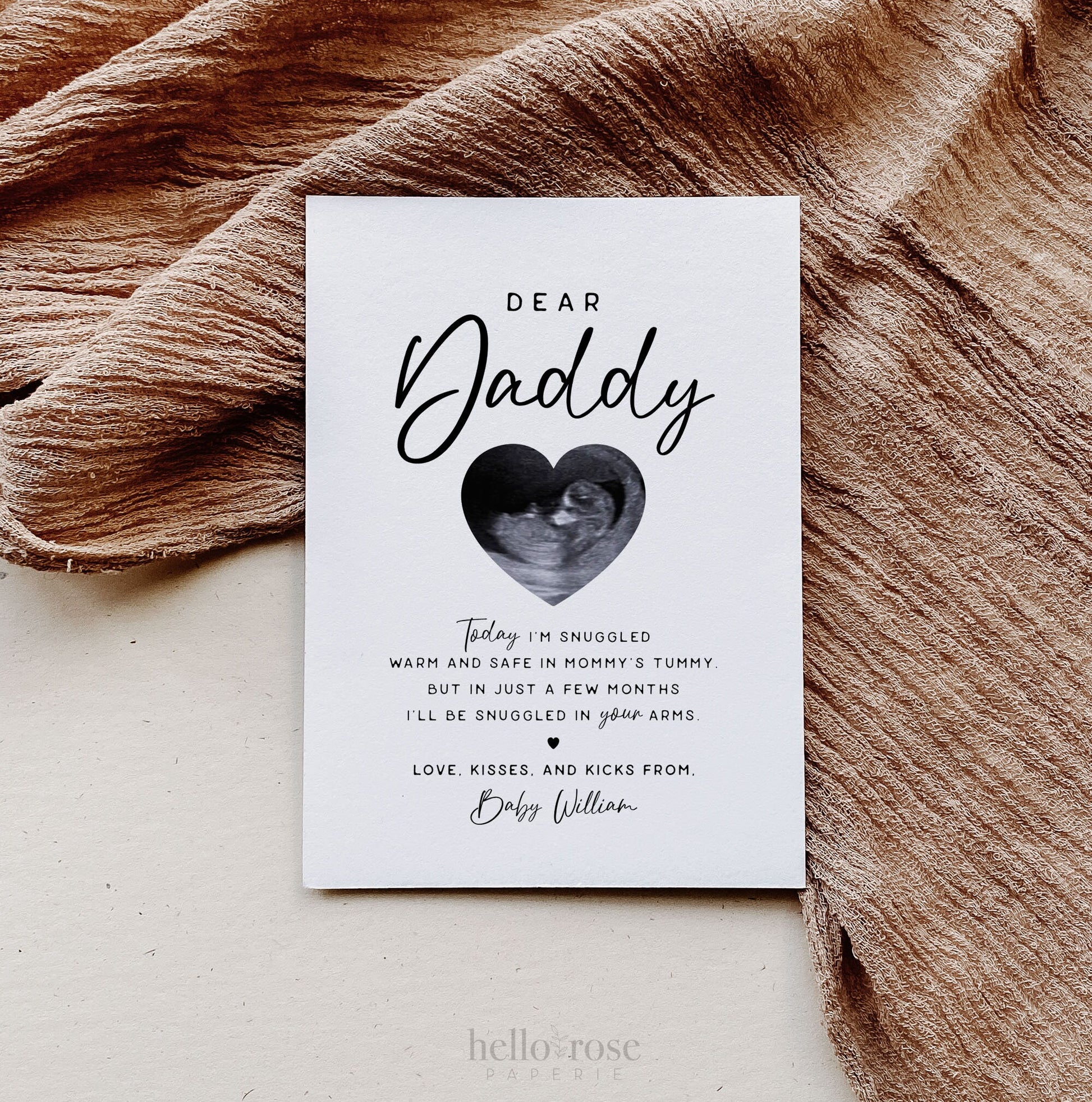 Dear Daddy Gift for First Time Dad, Sonogram Ultrasound Gift from Kids, Fathers Day Pregnancy Announcement . Minimalist PRINTABLE DOWNLOAD