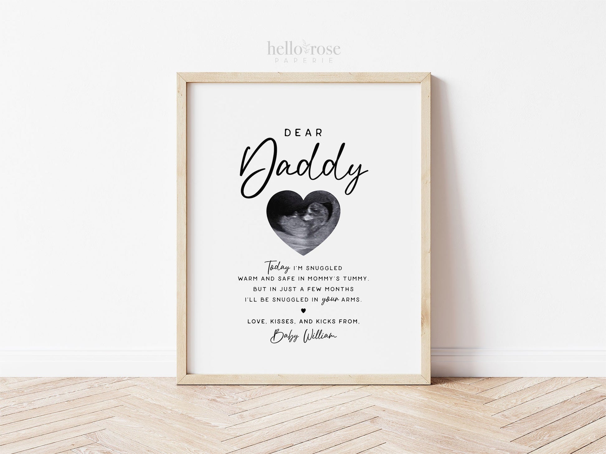 Dear Daddy Gift for First Time Dad, Sonogram Ultrasound Gift from Kids, Fathers Day Pregnancy Announcement . Minimalist PRINTABLE DOWNLOAD