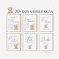 Bear Bundle of 20+ Baby Shower Signs . Teddy + White Beige Balloons, Boy Girl Neutral, Can Bearly Wait, Editable Template Download Templett
