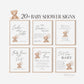 Bear Bundle of 20+ Baby Shower Signs . Teddy + White Beige Balloons, Boy Girl Neutral, Can Bearly Wait, Editable Template Download Templett