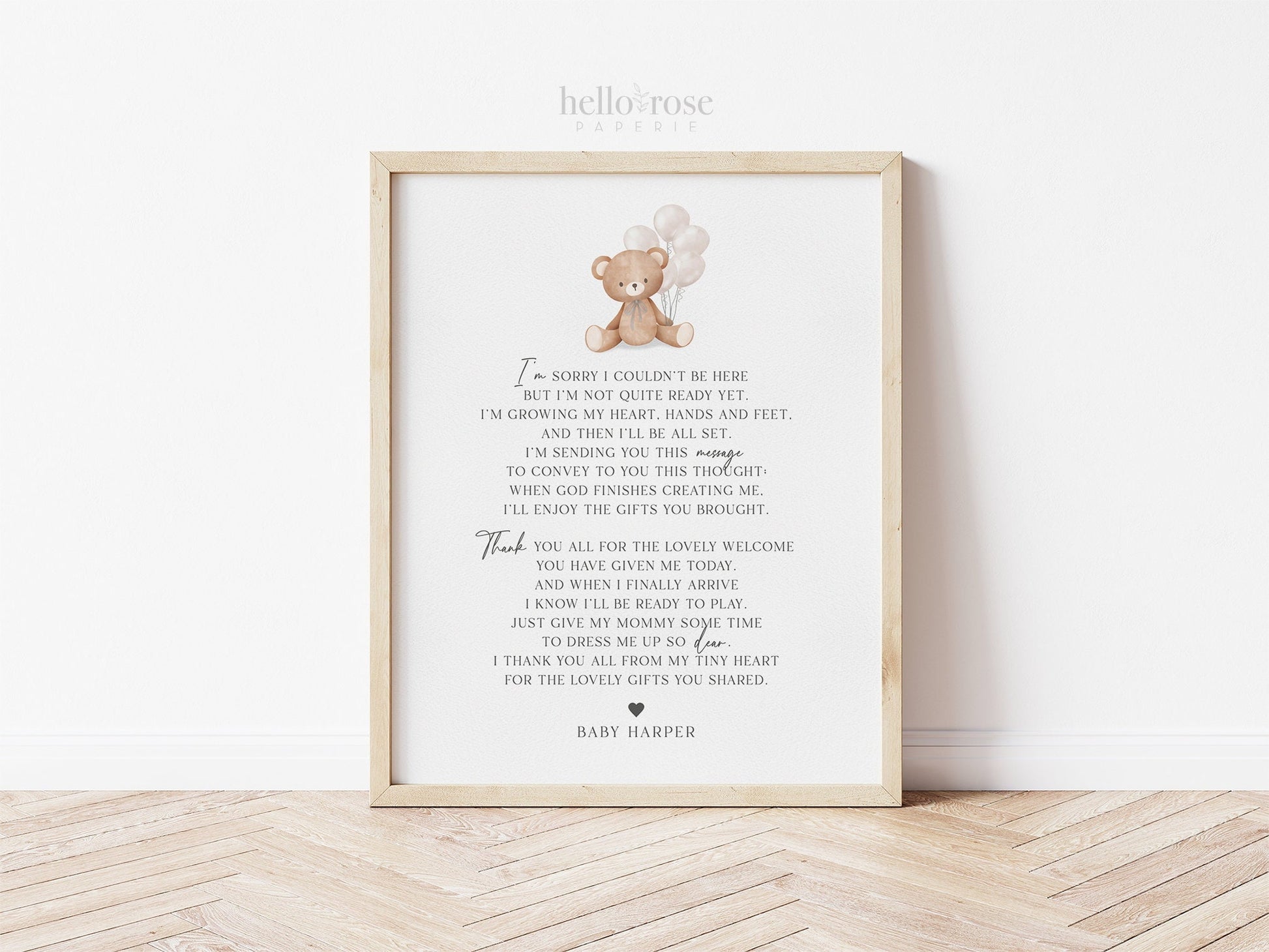 Thank You Message from Baby Baby Shower Sign, Message From Baby Bump Sign, White Balloons, Girl Boy Baby Shower, PRINTABLE Template TEMPLETT