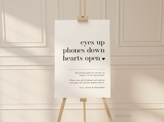 Unplugged Ceremony Wedding Sign . No Phones Minimalist Wedding Welcome Template . PRINTABLE Editable Poster . Instant Download Templett