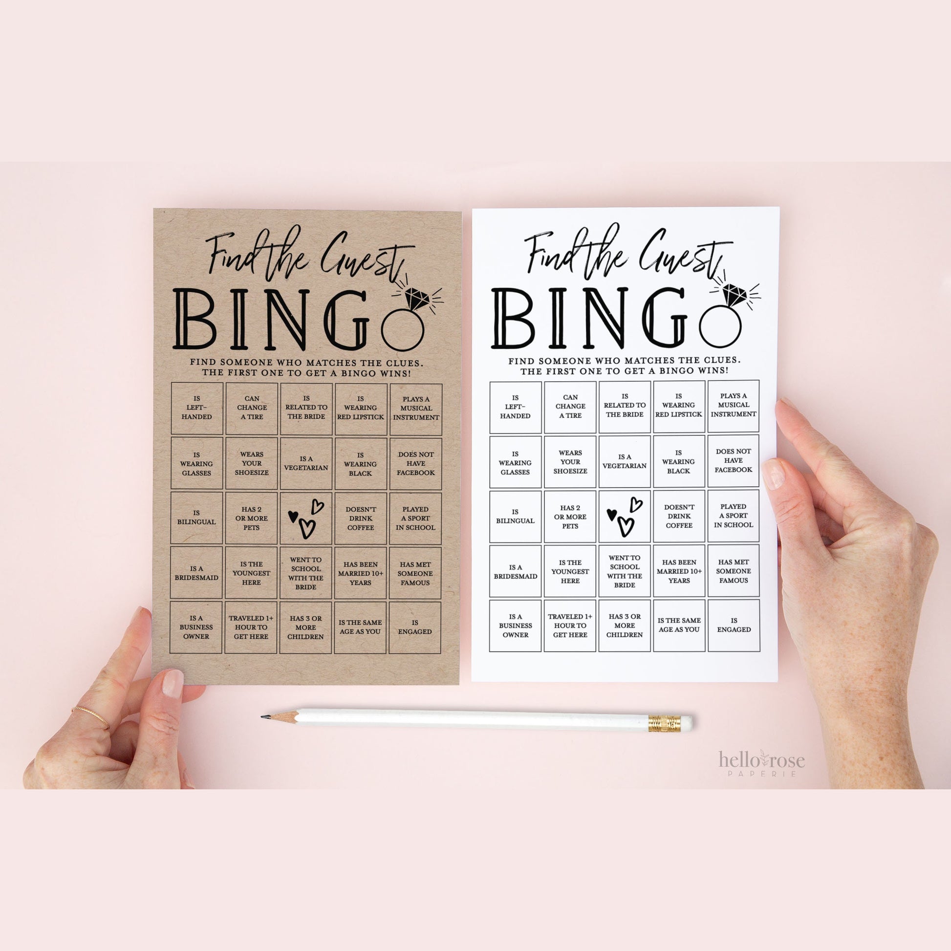Find the Guest Bingo PRINTABLE Bridal Shower Game . Couples Shower . Kraft + Minimalist Wedding . Editable Template Download Templett