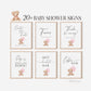 Bear Bundle of 20+ Baby Shower Signs . Teddy with Pink Balloons, Girl Baby Shower, We Can Bearly Wait, Editable Template Download Templett