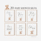 Bear Bundle of 20+ Baby Shower Signs . Teddy + White Beige Balloons, Boy Girl Neutral, Can Bearly Wait, Editable Template Download Templett