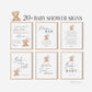 Bear Bundle of 20+ Baby Shower Signs . Teddy + White Beige Balloons, Boy Girl Neutral, Can Bearly Wait, Editable Template Download Templett