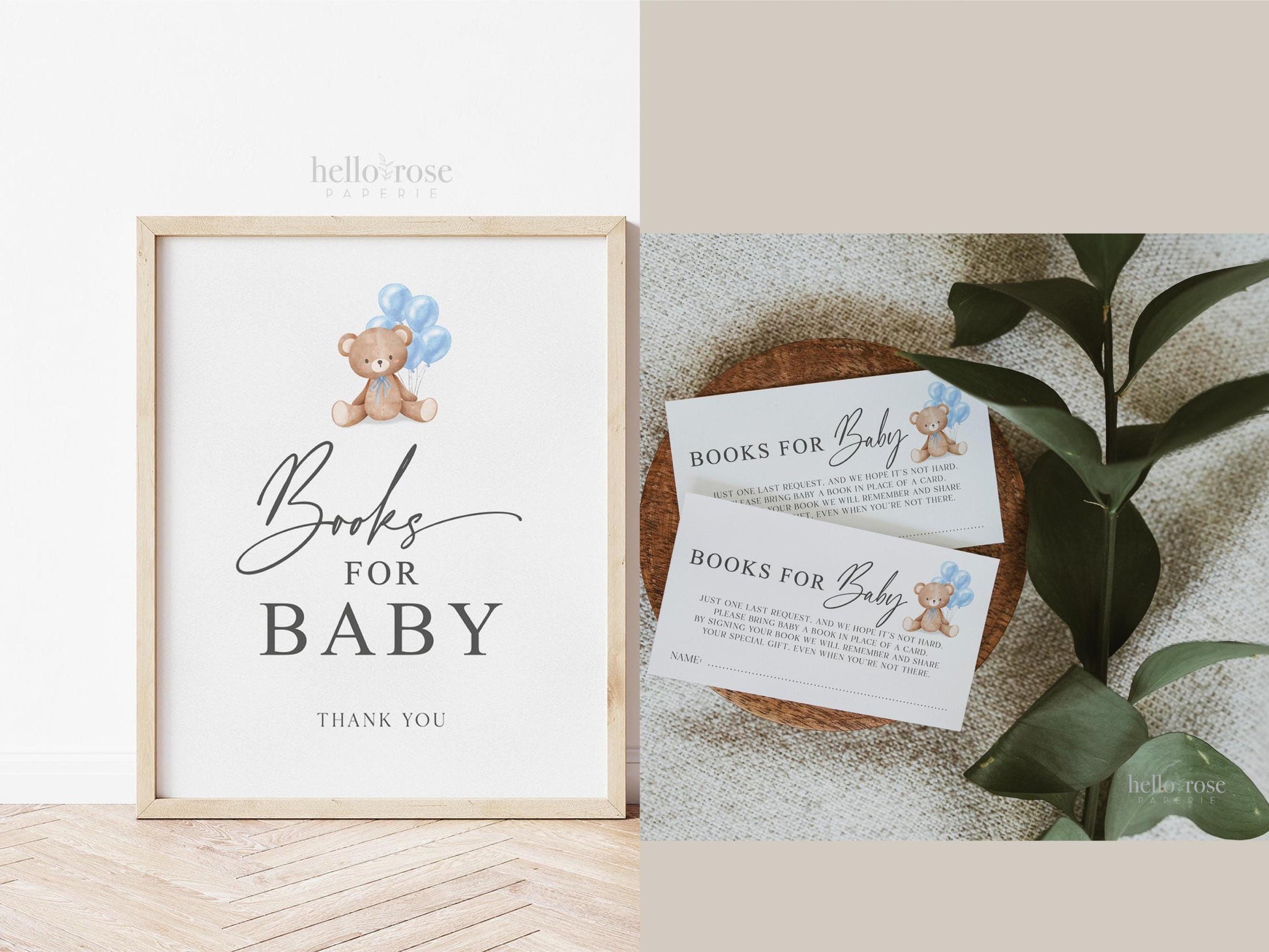 Bear with Bow Balloons Baby Shower Bundle of 60+ Games, Signs, Tags, Labels, Blue Boy, Printable Editable Template Instant Download Templett