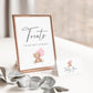 Food Buffet Tent Card + Sign, Bear Baby Shower, Teddy Girl with Bow + Pink Balloons, We Can Bearly Wait, Template Download Templett