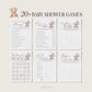 Bear Bundle of 20+ Baby Shower Games . Teddy with Blue Balloons, Boy Baby Shower, We Can Bearly Wait, Editable Template Download Templett