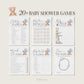 Bear Bundle of 20+ Baby Shower Games . Teddy with Blue Balloons, Boy Baby Shower, We Can Bearly Wait, Editable Template Download Templett
