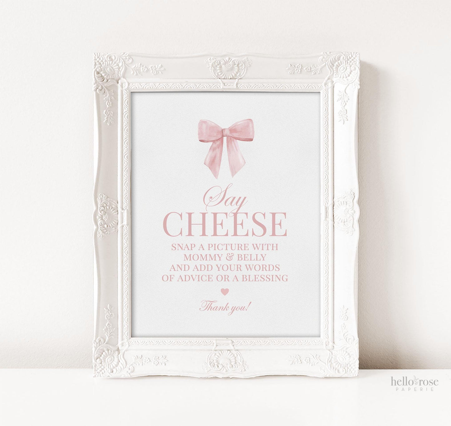 Say Cheese Photo Guest Book Pink Bow Baby Shower Table Sign, Guestbook Girl Baby Sprinkle, Editable Template Digital Download TEMPLETT