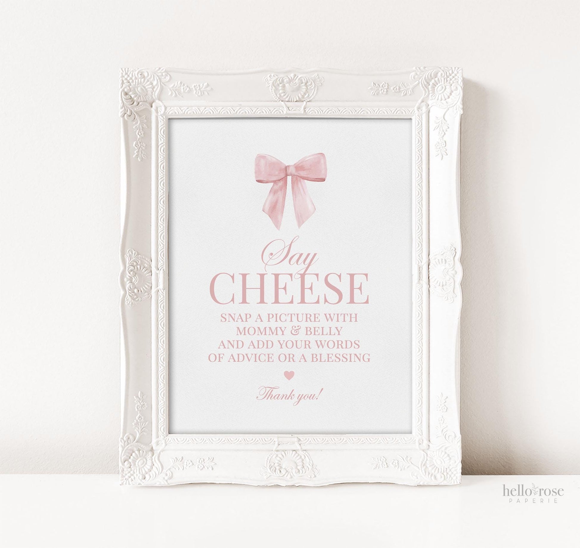 Say Cheese Photo Guest Book Pink Bow Baby Shower Table Sign, Guestbook Girl Baby Sprinkle, Editable Template Digital Download TEMPLETT