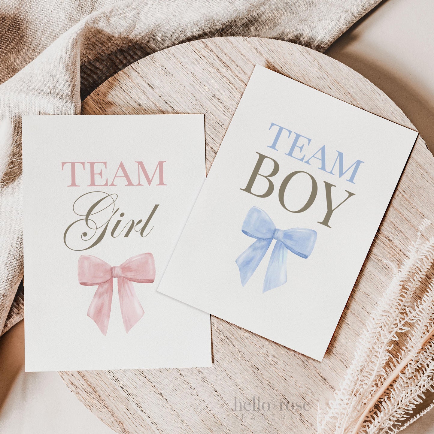 Team Boy or Girl Favor Fans, What Will Baby Be, Hold Up Your Guess, Pink Blue Bows Gender Reveal Game, Editable Template Download TEMPLETT