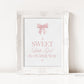 A Sweet Little Girl is on Her Way Pink Bow Baby Shower, Welcome Favors Sign, Girl Baby Sprinkle, Editable Template Digital Download TEMPLETT