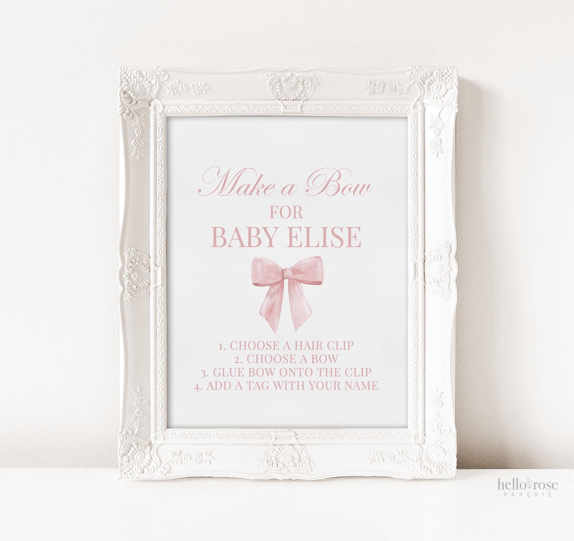 Make a Bow for Baby Pink Bow Baby Shower, Bow Making Station Sign, Girl Baby Sprinkle, Editable Template Digital Download TEMPLETT