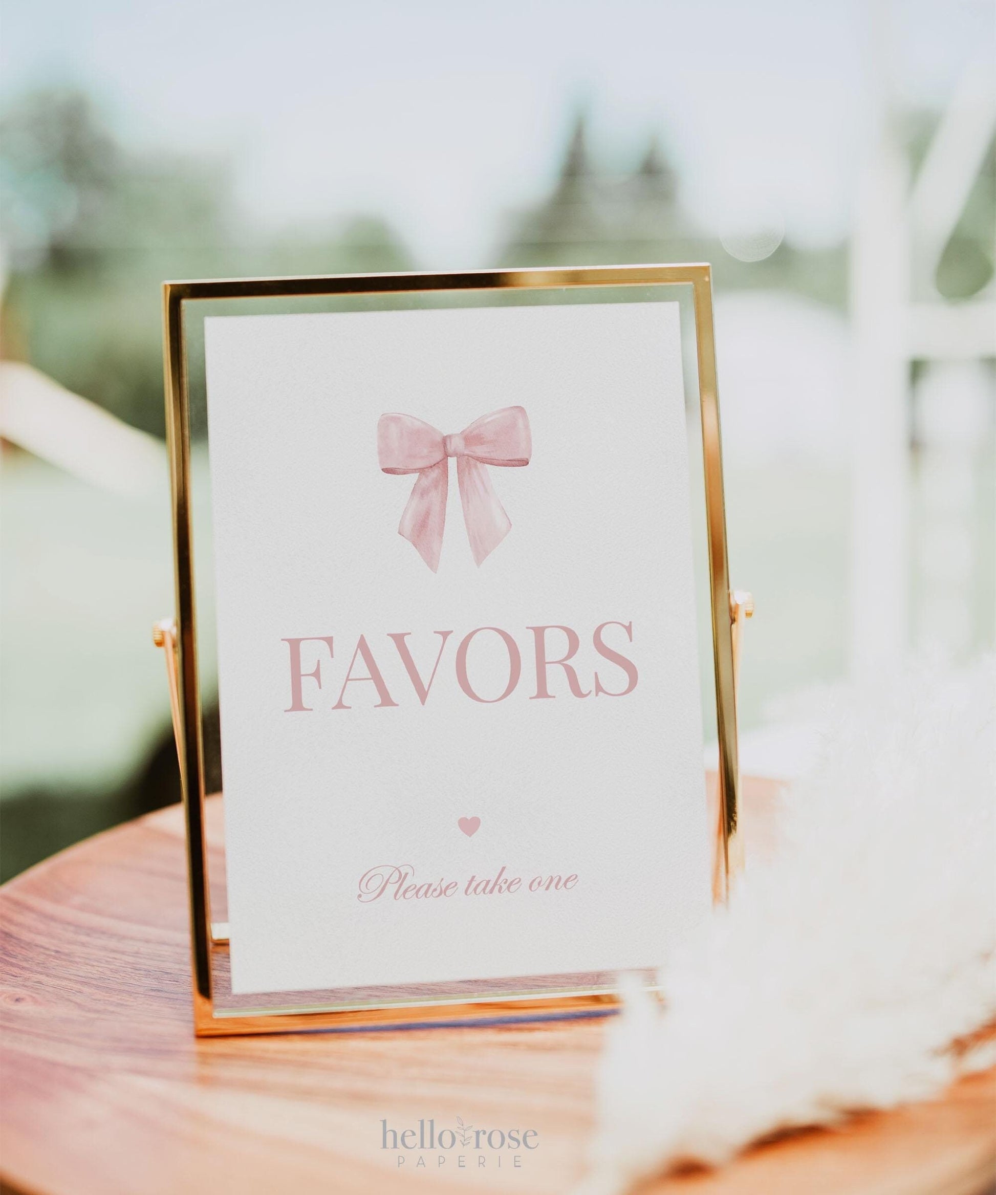 Favors Sign Pink Bow Baby Shower, Please Take One Favors Table Sign, Girl Baby Sprinkle, Editable Template Digital Download TEMPLETT