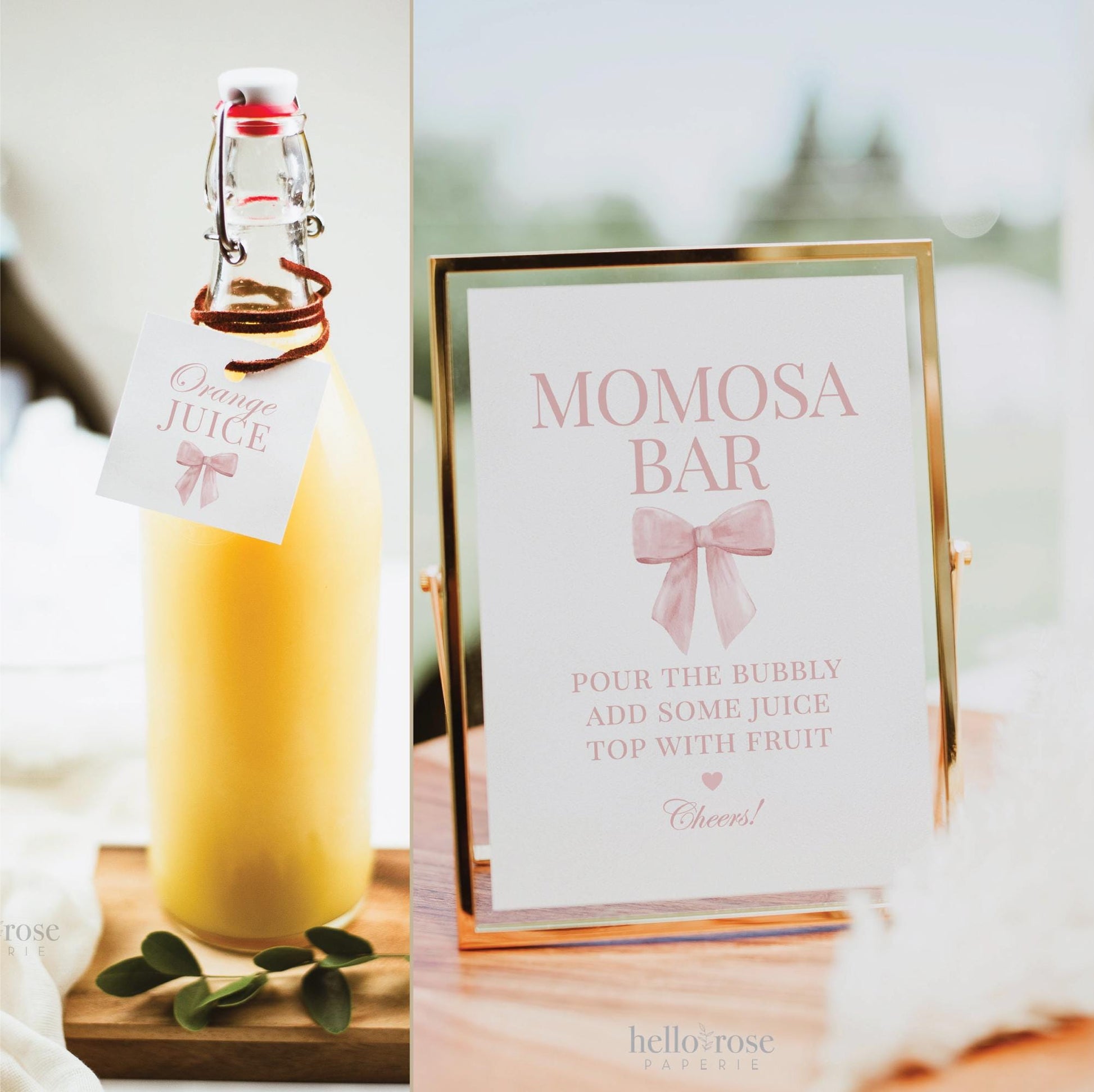 Momosa Bar Sign, Pink Bow Baby Shower, Mimosa Bubbly Bar Drinks Sign, Girl Baby Sprinkle, Editable Template Digital Download TEMPLETT