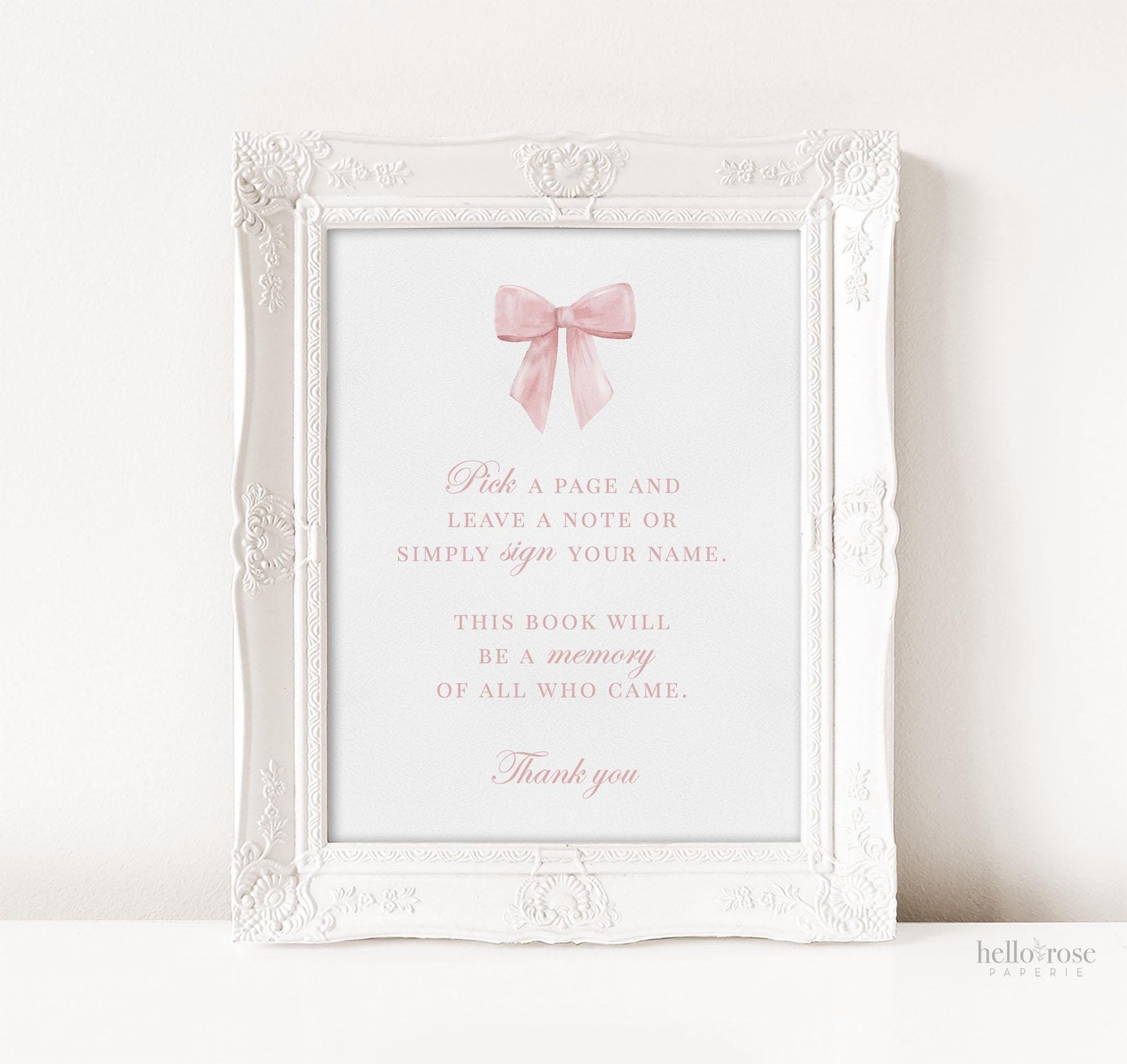 Bow Guest Book Baby Shower Sign, Pick a Page, Pink Bow Girl Baby Sprinkle, First Birthday, Editable Template Digital Download TEMPLETT