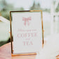 Coffee and Tea Sign, Pink Bow Baby Shower, Sprinkle, Bridal Shower, First Birthday, Drinks Table Sign, Editable Template Download TEMPLETT