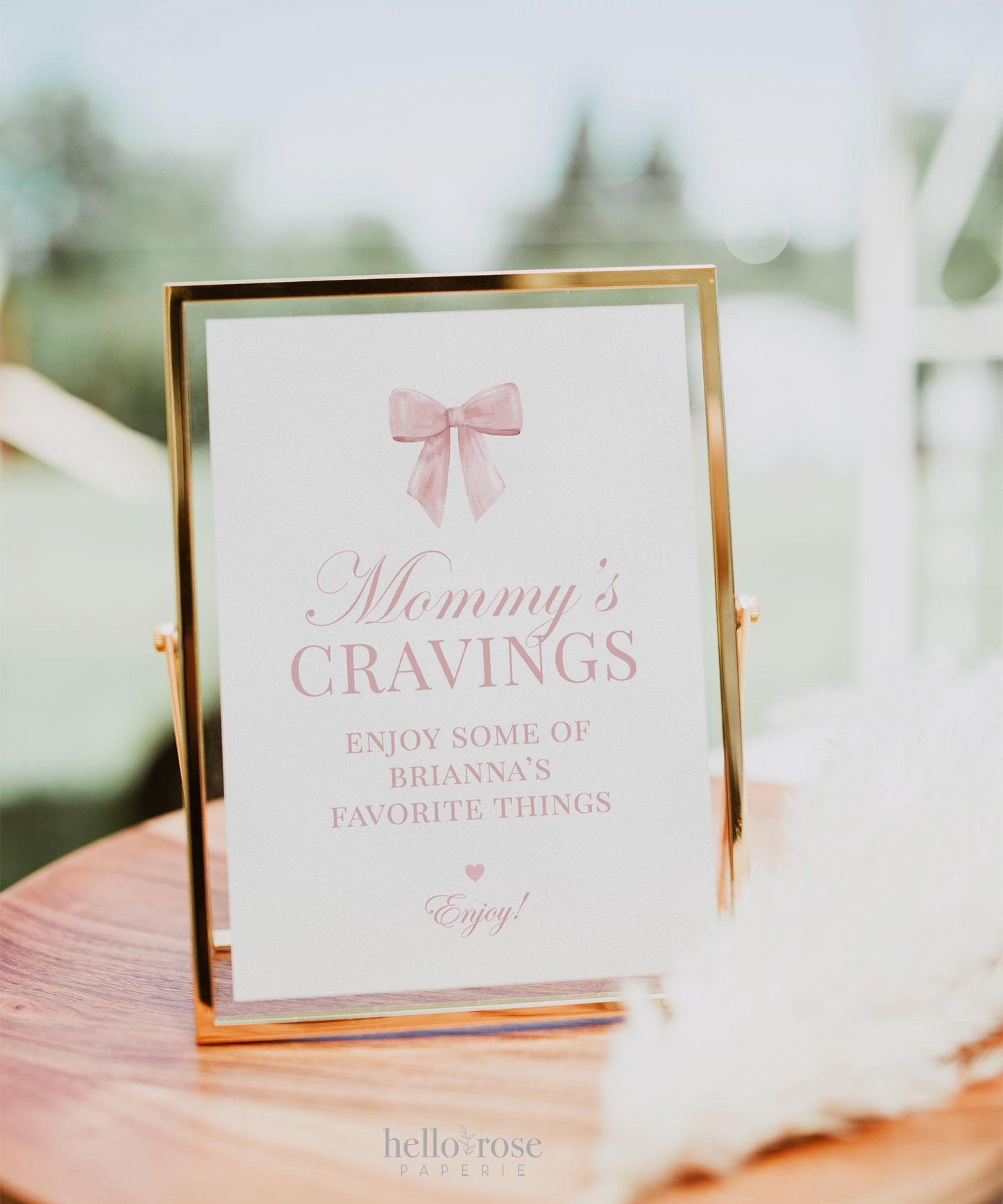 Mommy's Cravings Sign, Pink Bow Girl Baby Shower, Pregnancy Cravings Station, Editable Template Digital Download TEMPLETT