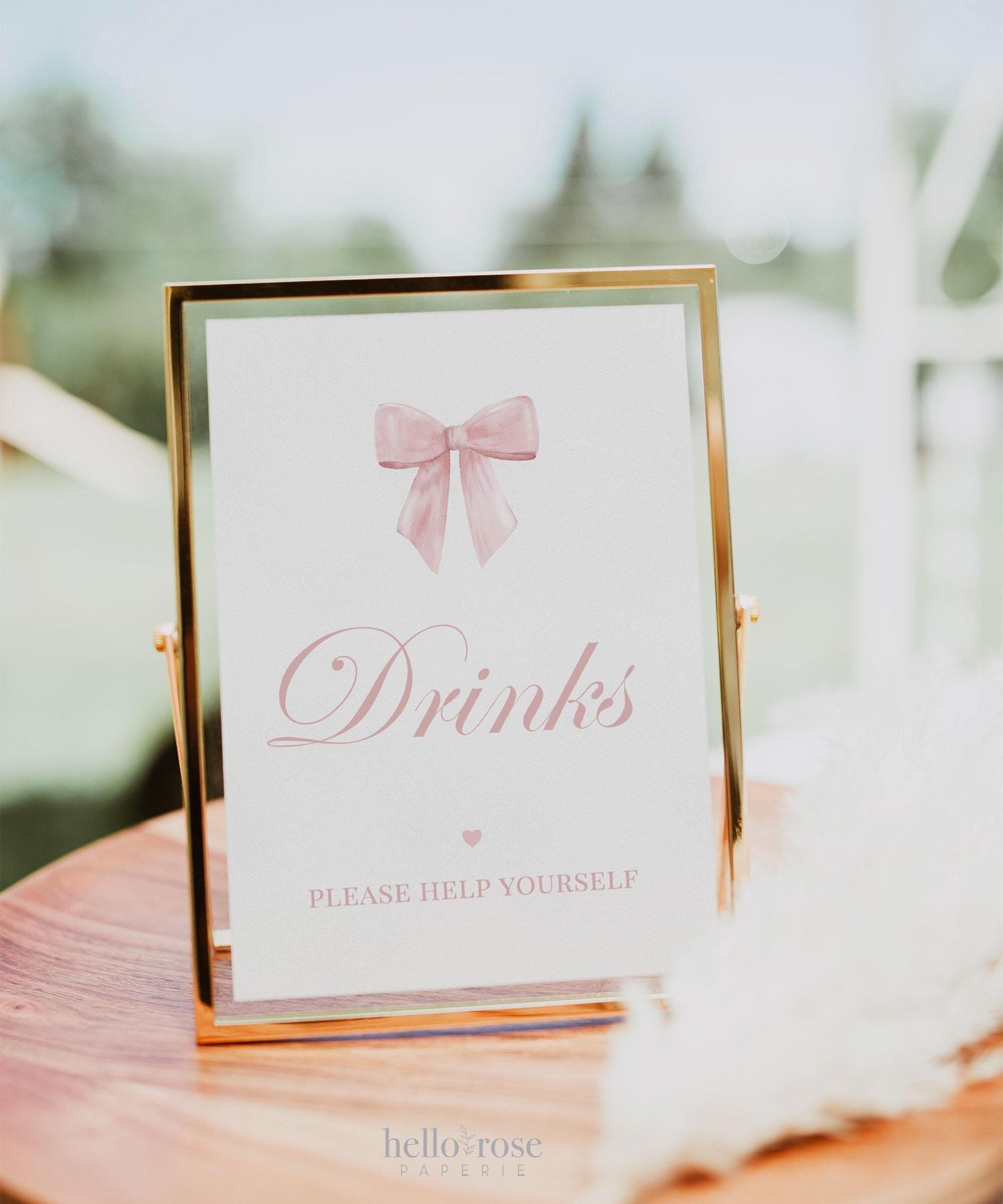 Drinks Sign, Pink Bow Baby Shower, Sprinkle, Bridal Shower, First Birthday, Party Drink Table Sign, Editable Template Download TEMPLETT