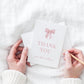 Thank You Card Pink Bow Editable Template . Baby Shower Sprinkle Gender Reveal Thank You . PRINTABLE Instant Digital Download TEMPLETT