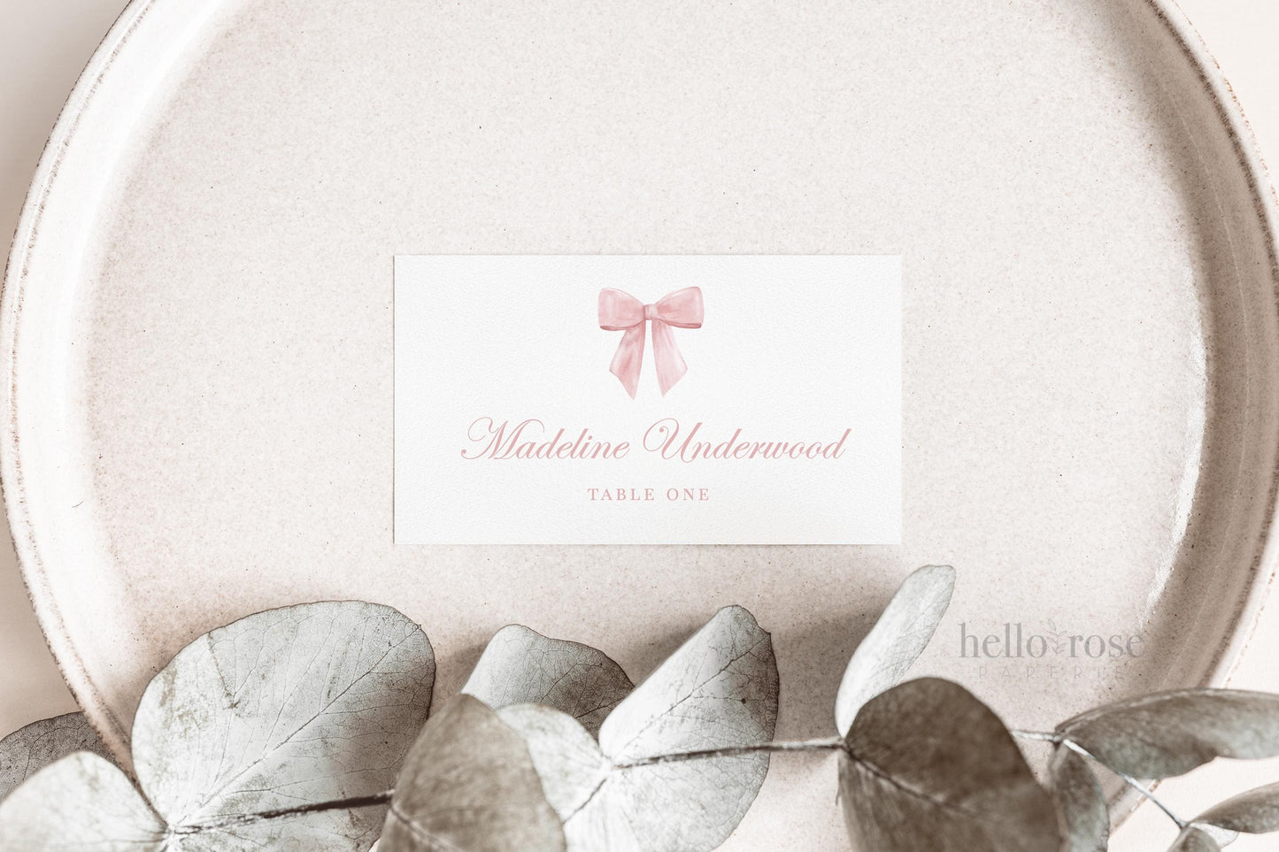 Pink Bow Place Card Editable Template, Table Name Cards Tags, Bridal Bachelorette Baby Shower Sprinkle, PRINTABLE Instant Download TEMPLETT