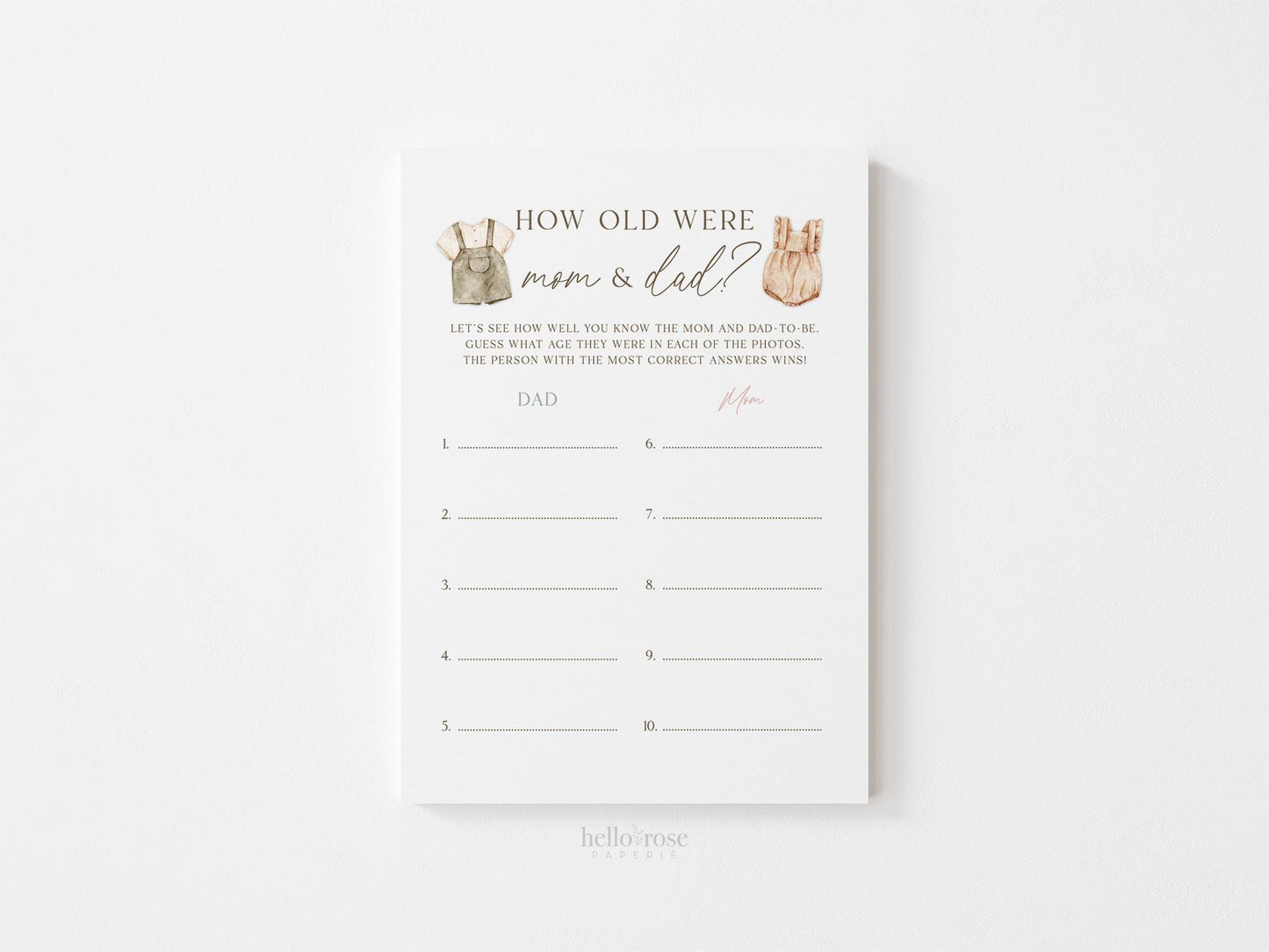 How Old Were Mom and Dad Baby Shower Game, Gender Reveal, How Old Were They, Boho Girl Boy Outfits, Editable Template Download TEMPLETT