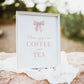 Coffee and Tea Sign, Pink Bow Baby Shower, Sprinkle, Bridal Shower, First Birthday, Drinks Table Sign, Editable Template Download TEMPLETT