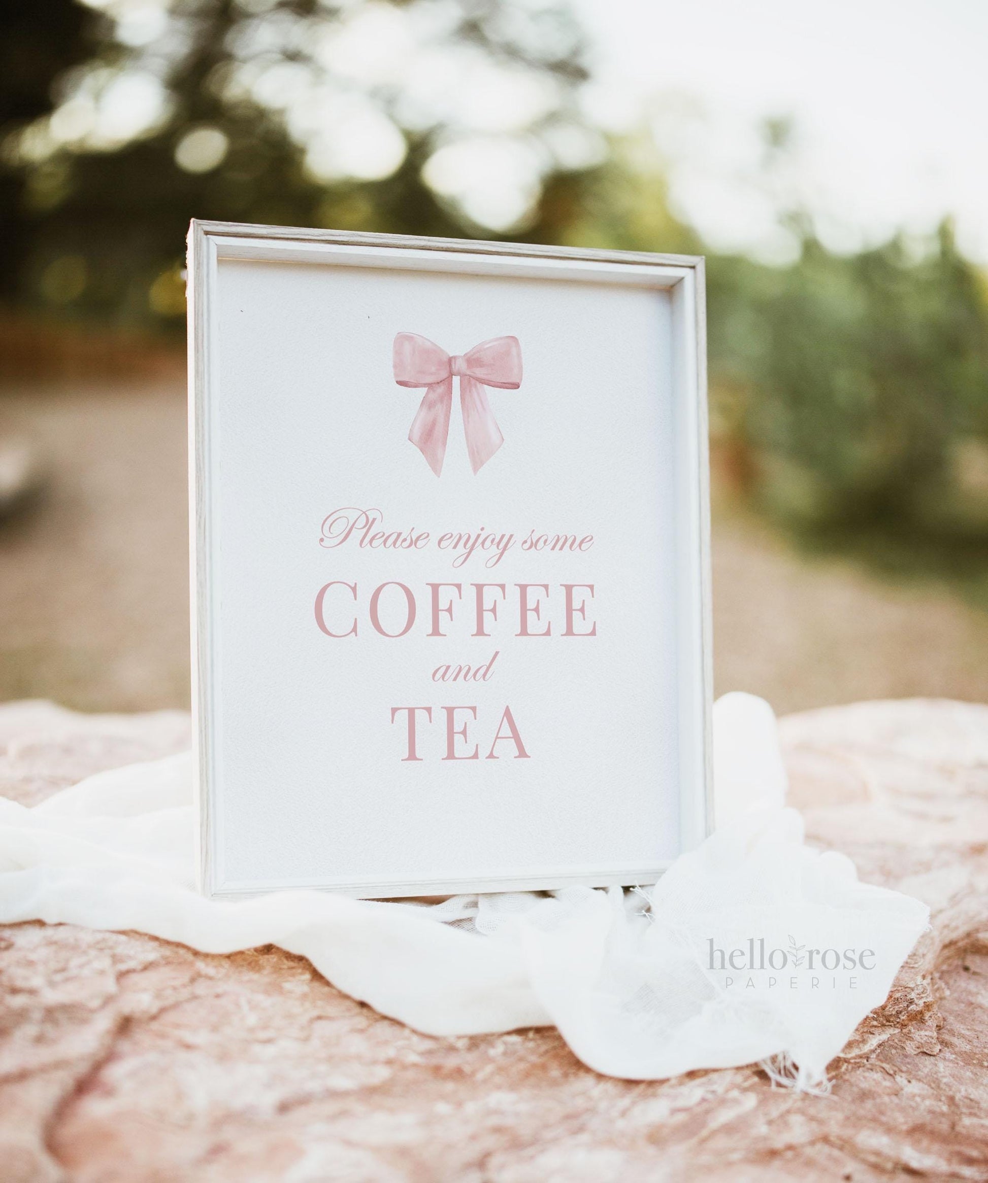 Coffee and Tea Sign, Pink Bow Baby Shower, Sprinkle, Bridal Shower, First Birthday, Drinks Table Sign, Editable Template Download TEMPLETT