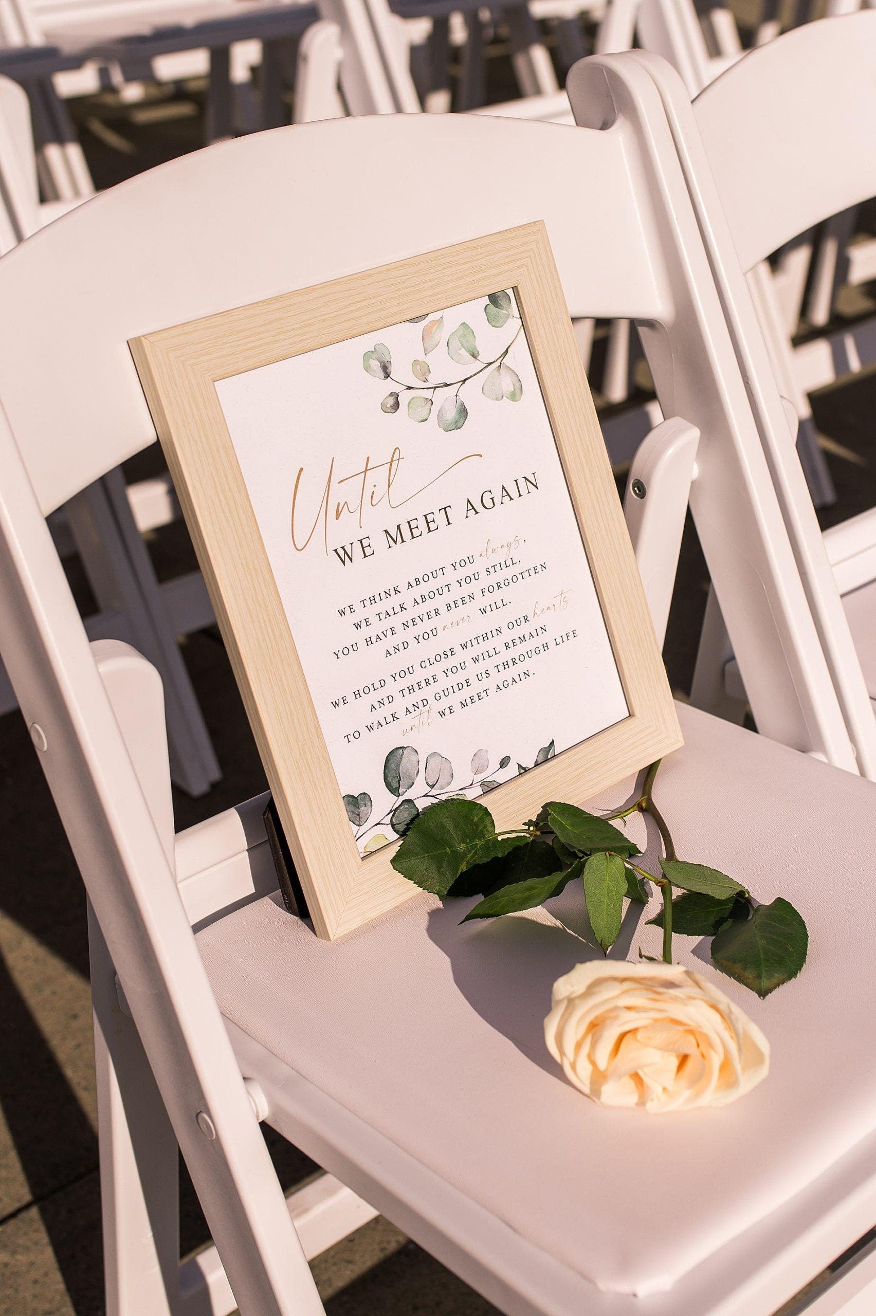 Until We Meet Again PERSONALIZED Memorial Printable Sign . In Loving Memory Wedding Memorial Photo Table Sign . Greenery and Gold G2
