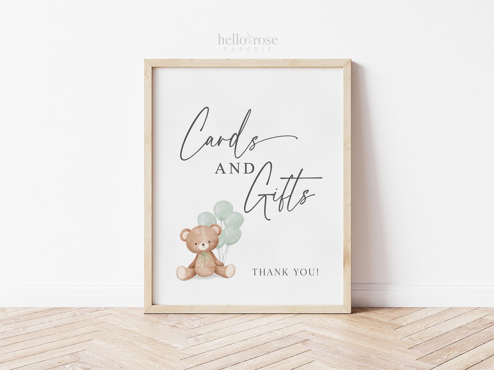 Cards and Gifts Baby Shower Sign, Teddy Bear Beige Balloons, Girl Boy Baby Shower Sprinkle, We Can Bearly Wait, Template Download TEMPLETT