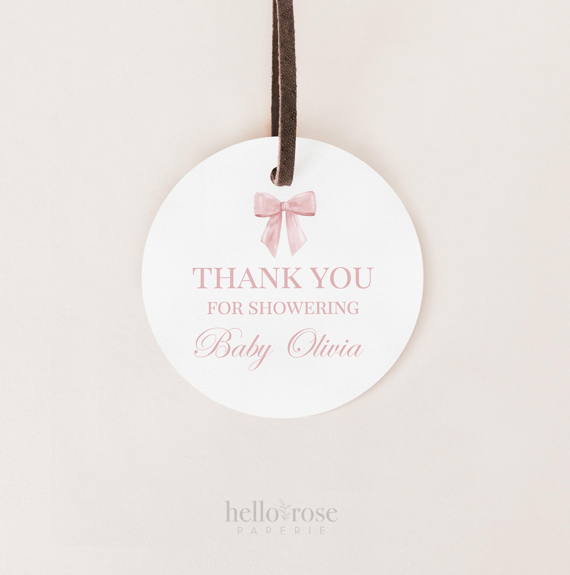 Thank You Favor Tags Pink Bow Template, Tags Stickers Labels, Baby Shower Sprinkle, Bridal Shower, Personalized Editable PRINTABLE Templett