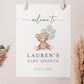 Bear Welcome Sign with Bow and Sage Green Balloons, Girl Boy Neutral Baby Shower Sprinkle, We Can Bearly Wait, Editable Template TEMPLETT