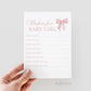 Wishes for Baby Card Pink Bow Baby Shower Game, Girl Baby Sprinkle Game, Printable Editable Template Instant Digital Download TEMPLETT