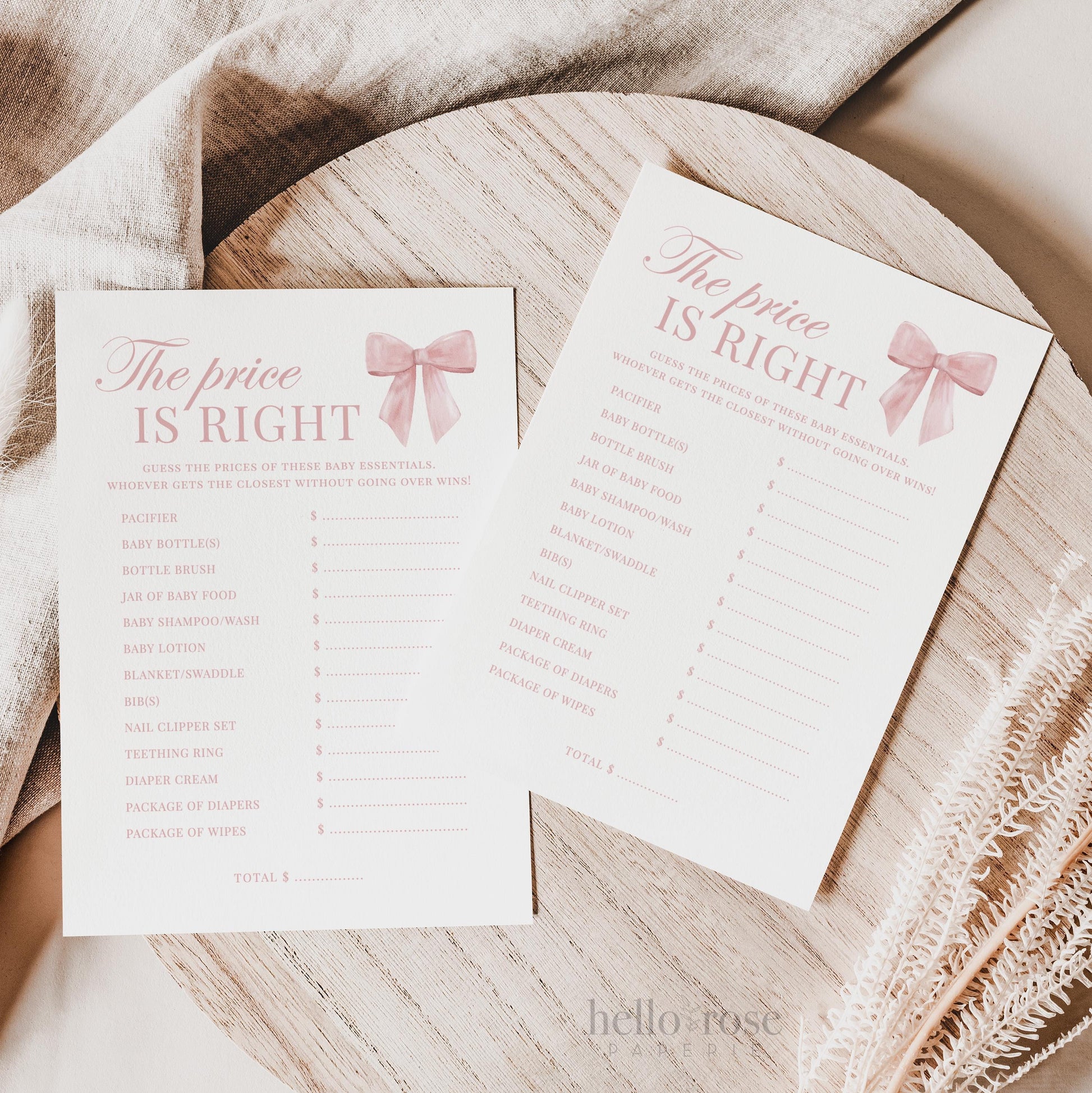 The Price is Right Pink Bow Baby Shower Game, Girl Baby Sprinkle Game, Printable Editable Template Instant Digital Download TEMPLETT