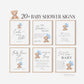 Bear Bundle of 20+ Baby Shower Signs . Teddy with Blue Balloons, Boy Baby Shower, We Can Bearly Wait, Editable Template Download Templett